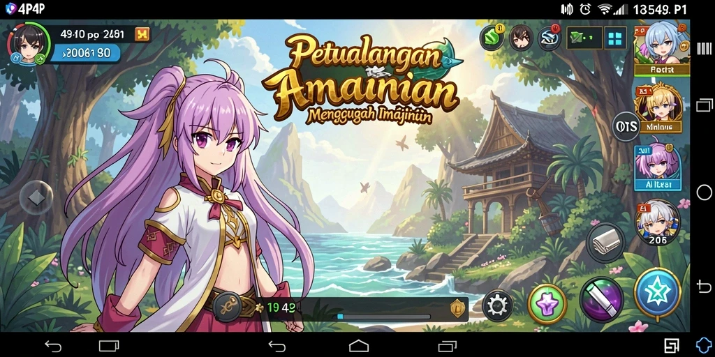 Tampilan gameplay menarik dengan karakter anime.