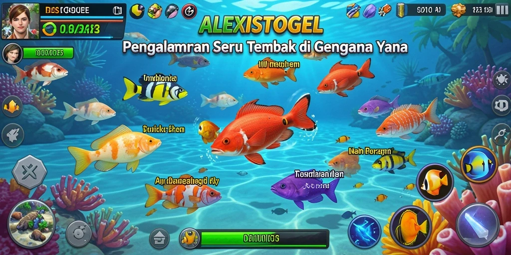 Screenshot menunjukkan aksi menembak ikan yang seru di ALEXISTOGEL.