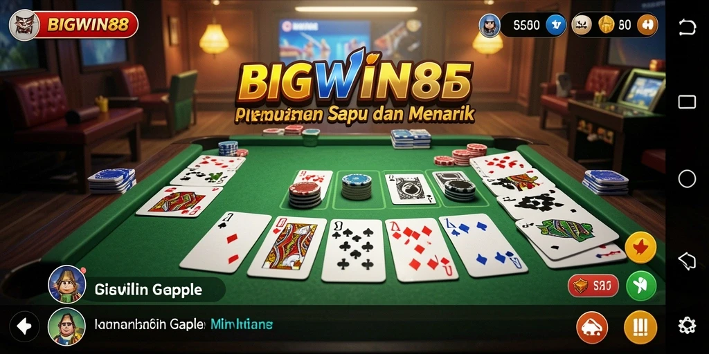 Screenshot utama BIGWIN88 menampilkan gameplay Gaple yang seru.