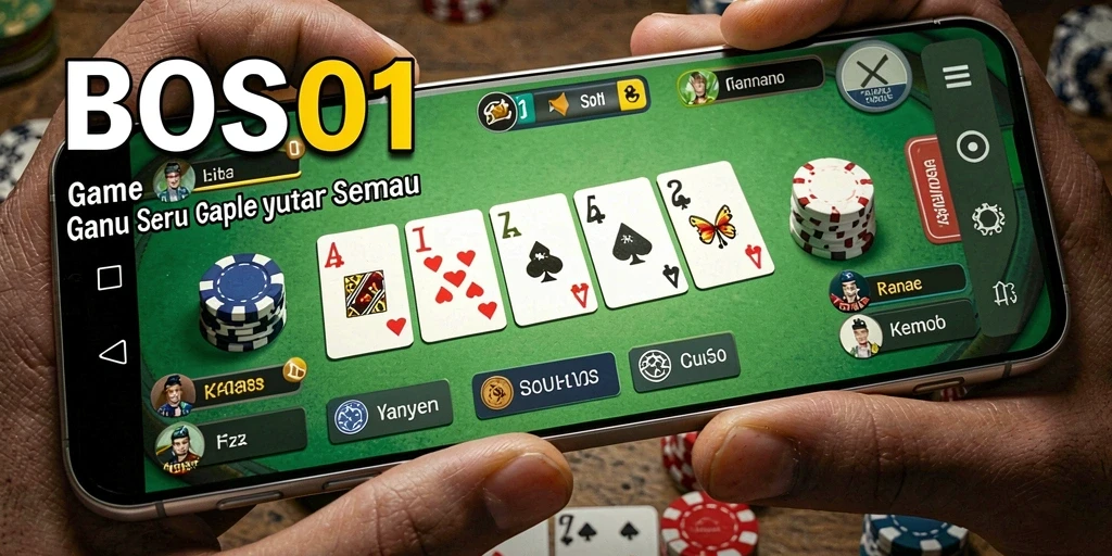 Screenshot gameplay Gaple dari aplikasi BOS01 yang menarik.