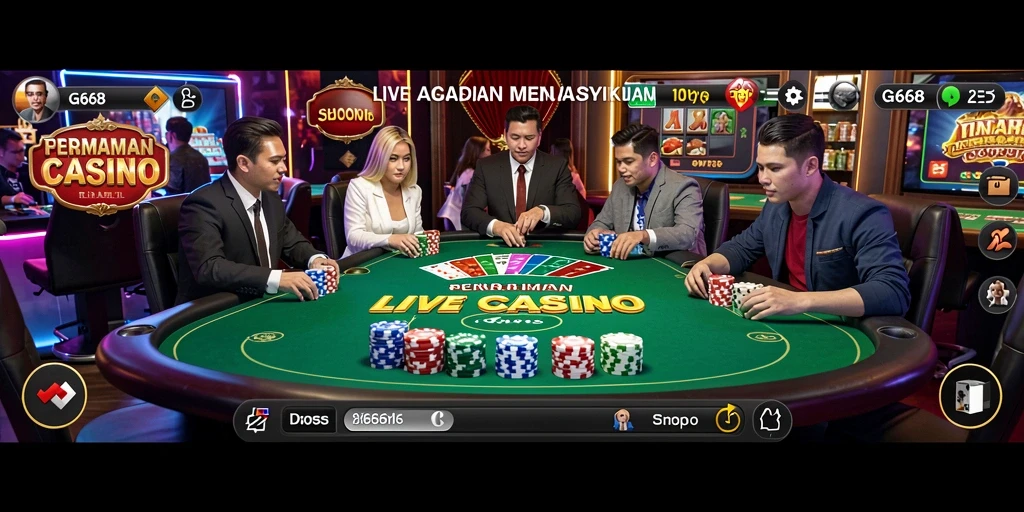 Tampilan gameplay Live Casino yang mengasyikkan dan interaktif di G668.