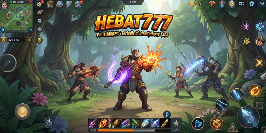Tangkapan layar gameplay HEBAT777 yang menampilkan pertempuran epik dalam MMORPG.