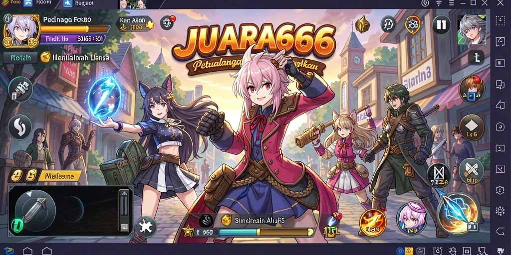 Tangkapan layar menunjukkan aksi seru dalam JUARA666 dengan karakter anime terkenal.