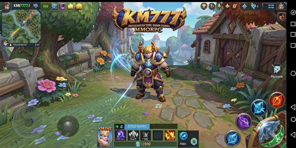 Screenshot gameplay utama KM777 menampilkan aksi pertarungan yang mendebarkan.