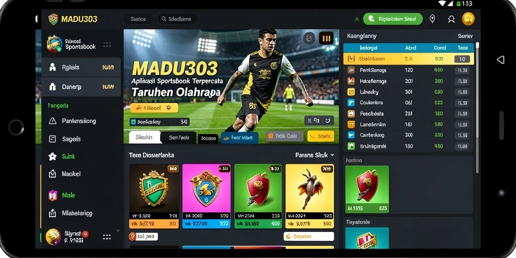 Screenshot utama MADU303 menampilkan aktivitas taruhan yang berdinamika.