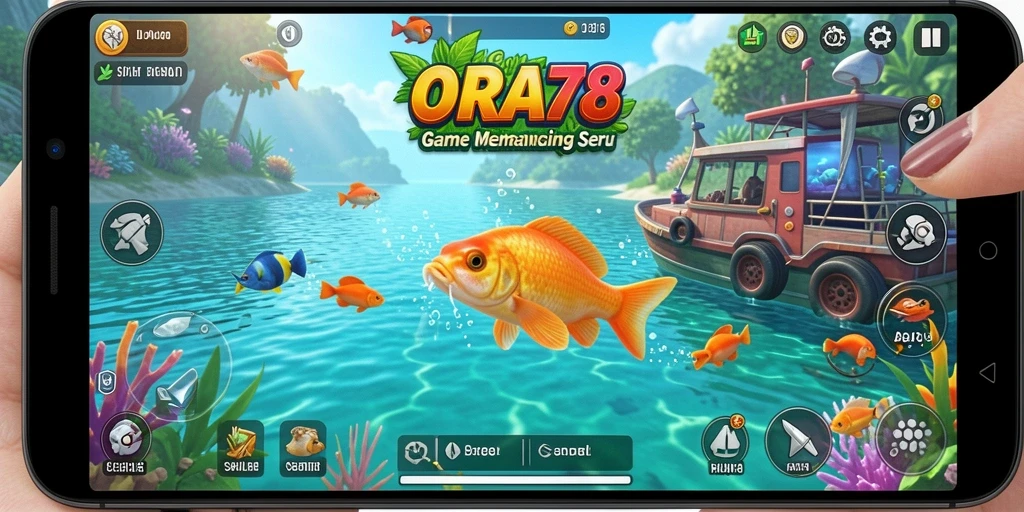 Screenshot ORA78 menampilkan gameplay memancing yang seru dan interaktif.