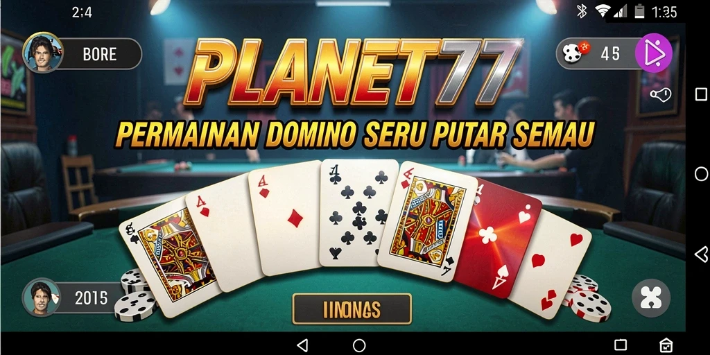 Tampilan gameplay domino yang seru di PLANET77.