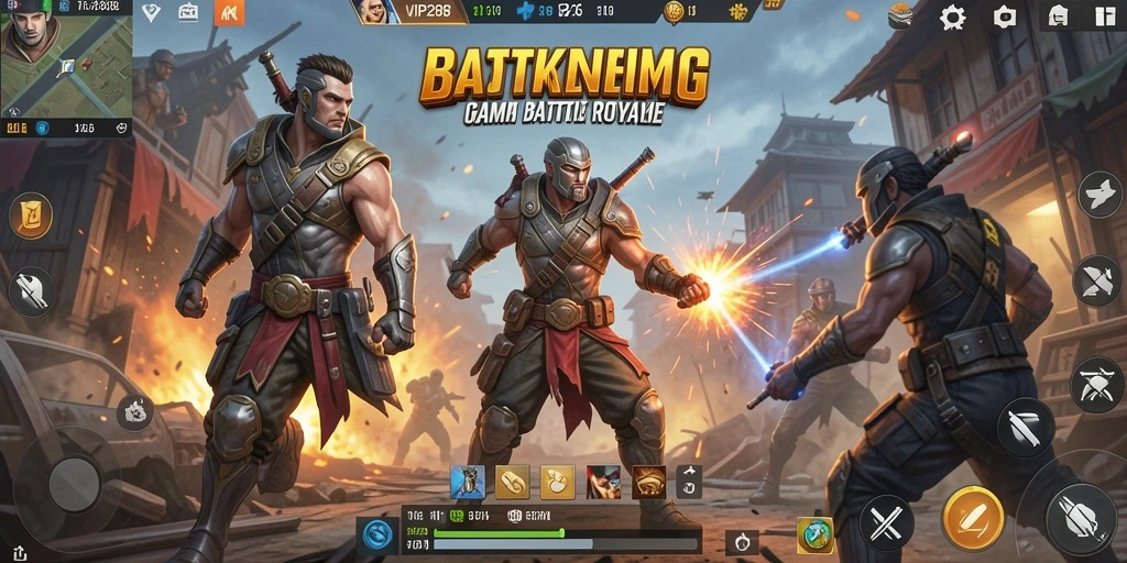 Tampilan gameplay <strong>VIP288</strong> dengan aksi seru dalam pertarungan Battle Royale.