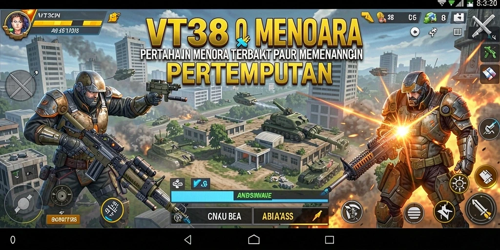 Tampilan gameplay VT38 dengan pertempuran menegangkan dari Tower Defense.